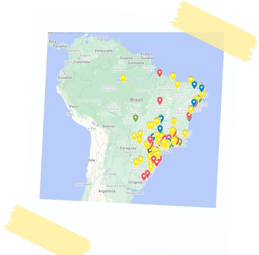 Map of Squash courts in Brazil