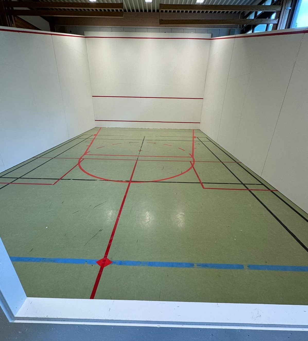 The photo shows the court in its fully extended state
