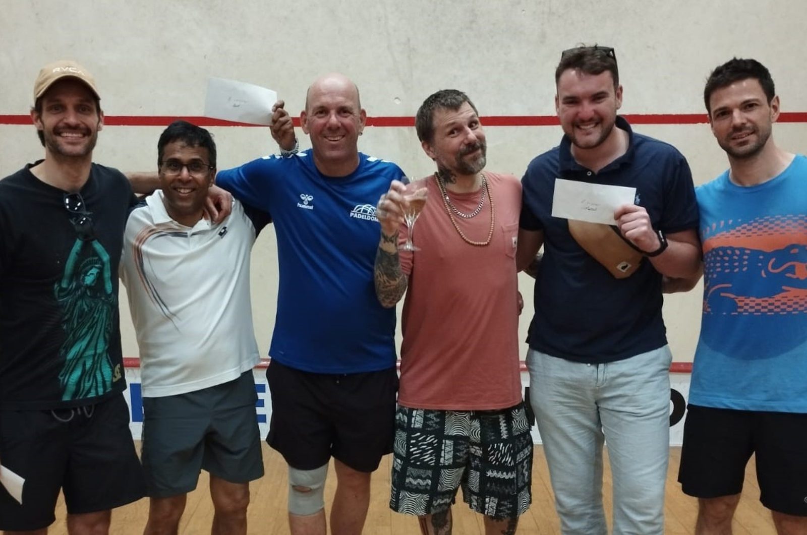 Happy players at Padeldome in Vienna after a SquashLevels-based Tournament Tuesday