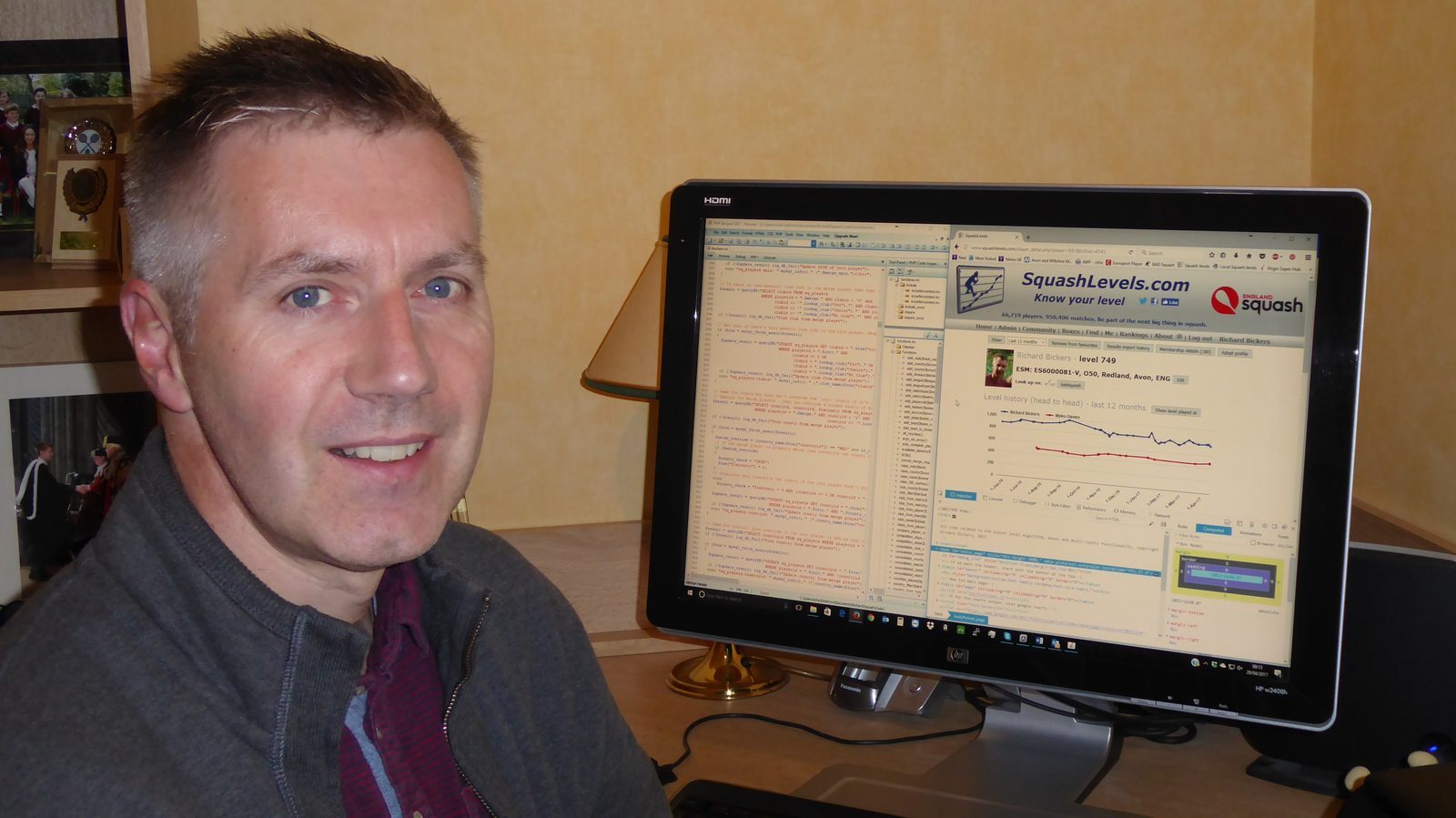 Richard Bickers pictured with an early version of SquashLevels