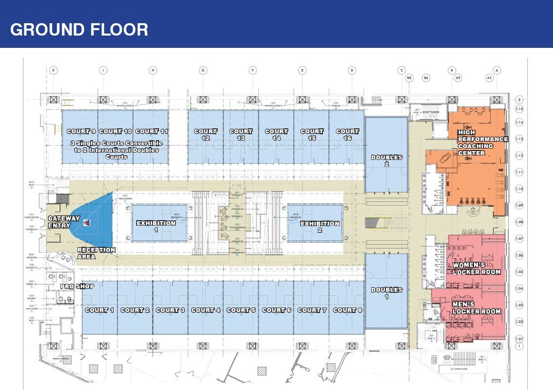 Ground floor of the Arlen Spencer US National Squash Center