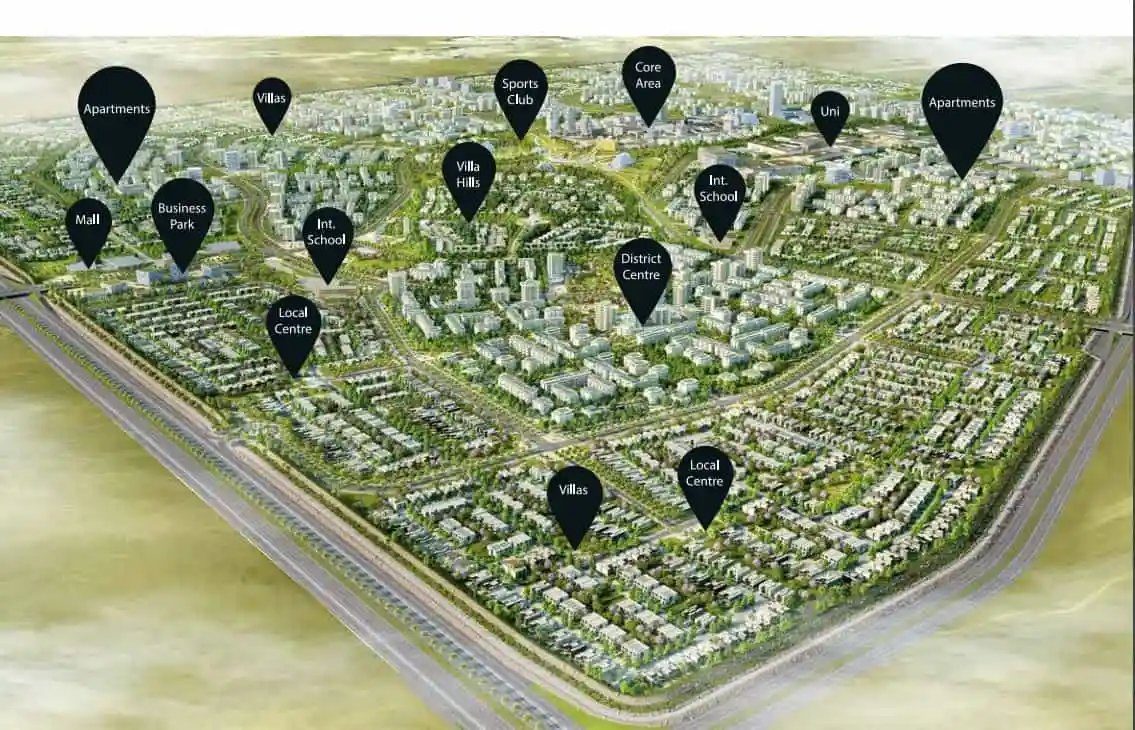map of the Sports Club in the centre of the Badya Palm Hills Compound featuring Squash by Amir Wagih