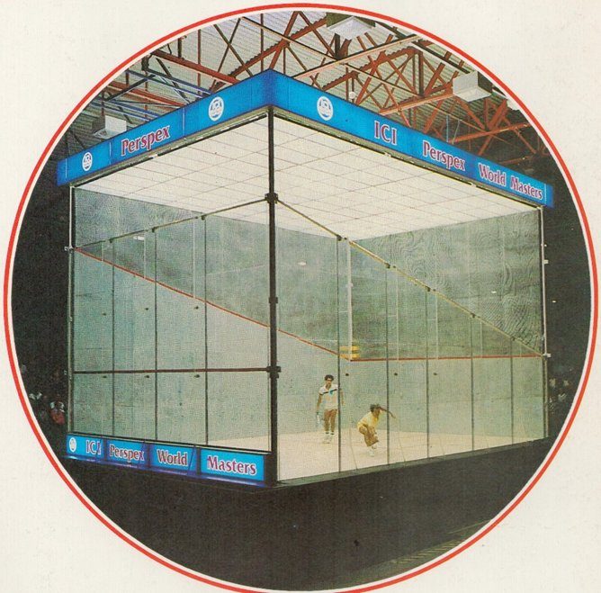 First transparent show court made out of plexi glass