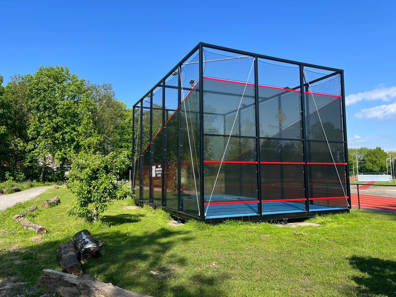 Steel framed outdoor squash court