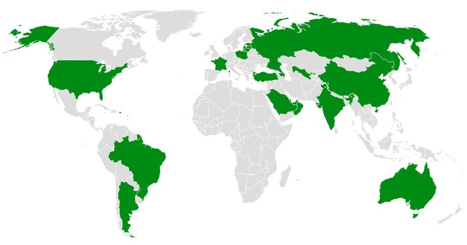 The grafik shows a world map with number of squash courts increasing in countries marked in green