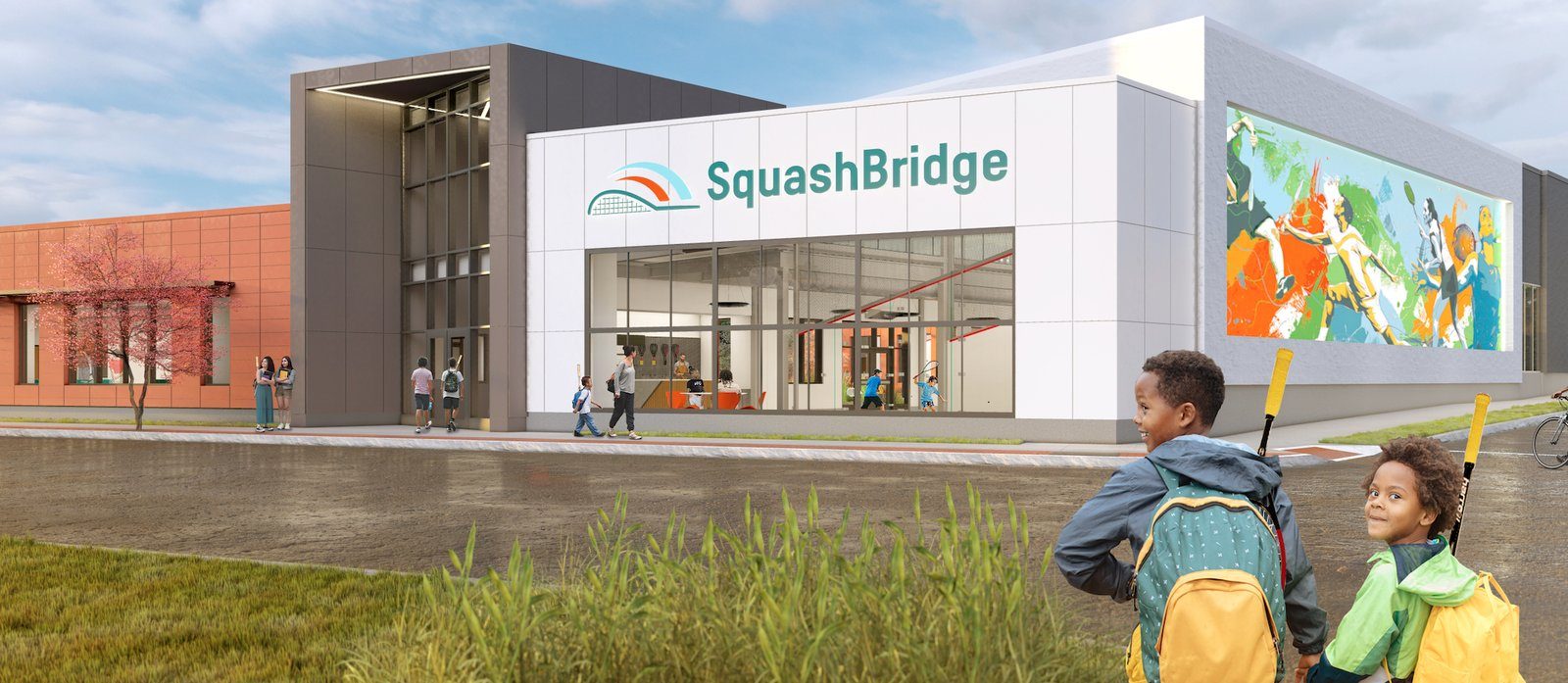 View from outside of the new SquashBridge facility in Connecticut