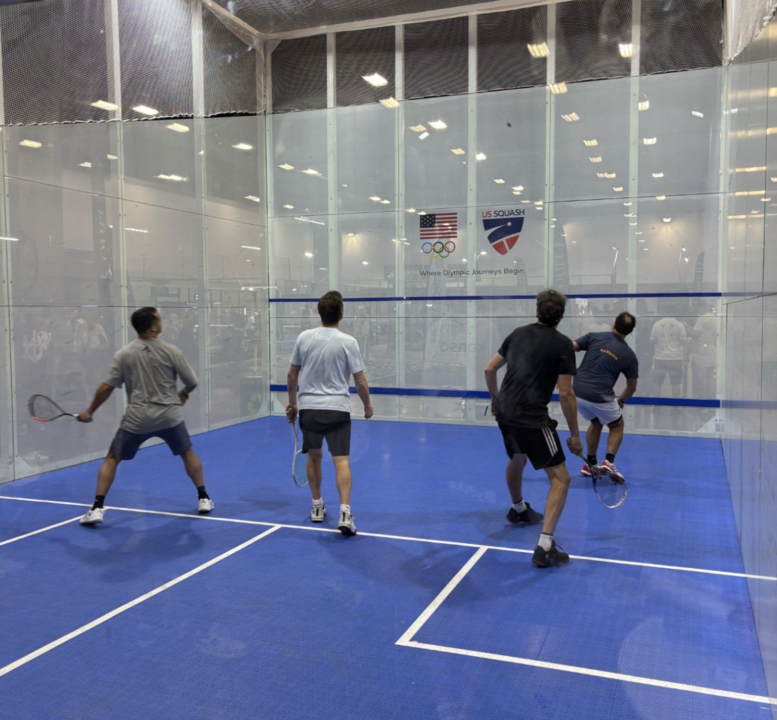 Doubles exhibition on the court